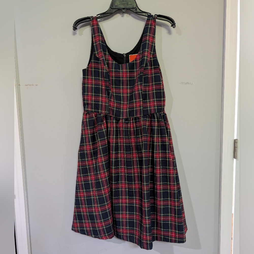 Modcloth Tartan Mini Dress - Red and Navy